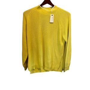 Mersa Women's Yellow Knit Pullover Sweater L Long‎ Sleeve Casual